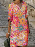 Amara | Floral dress with V-neckline with tummy cover