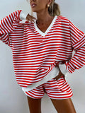 NOLANI™ – Relaxed Fit Striped V-Neck Lounge Set