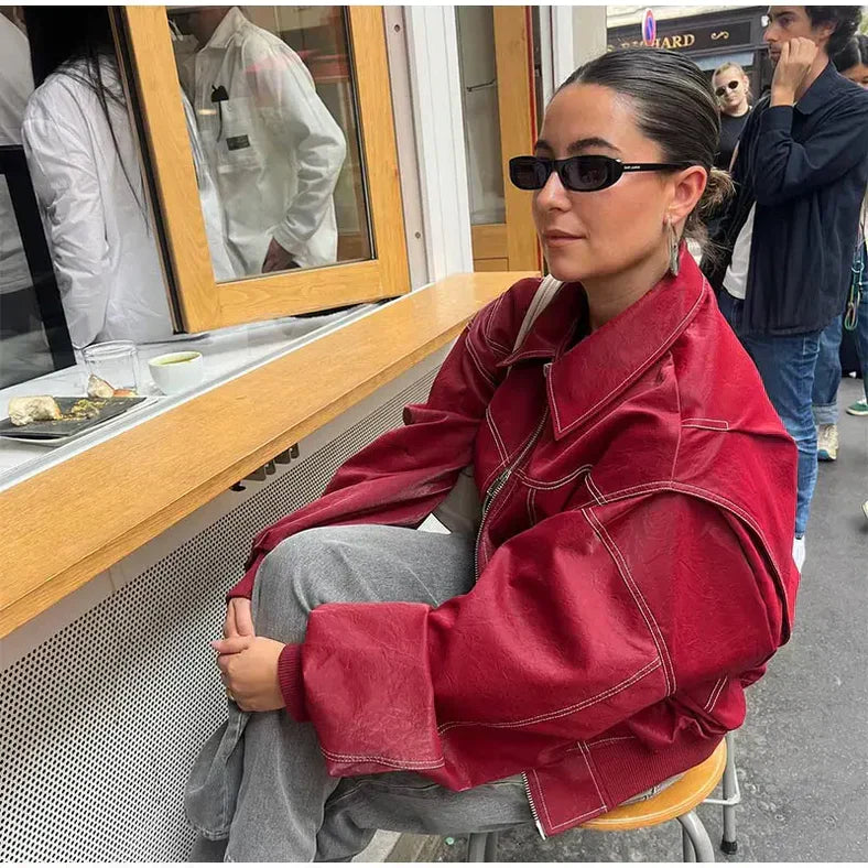 Naenia™ | Leather Bomber Jacket