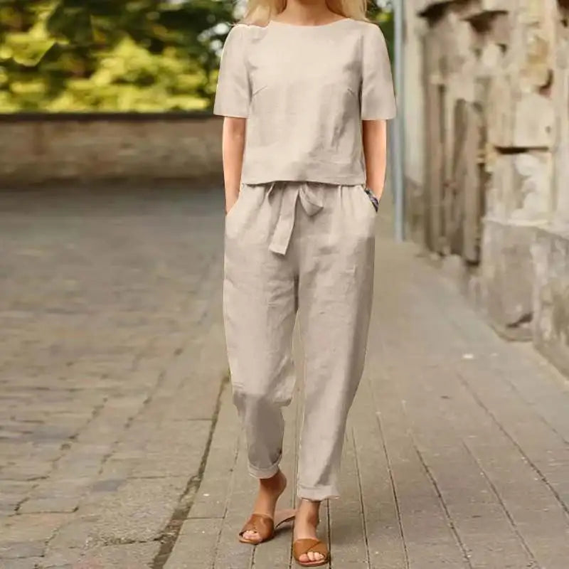 Alviera™ | Elegant Two-Piece Linen Set