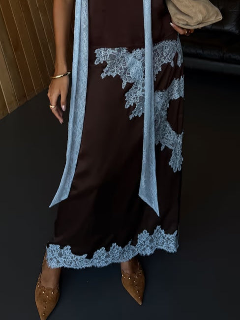 Marisse™ | Elegant Lace Panel Tee & Skirt Set